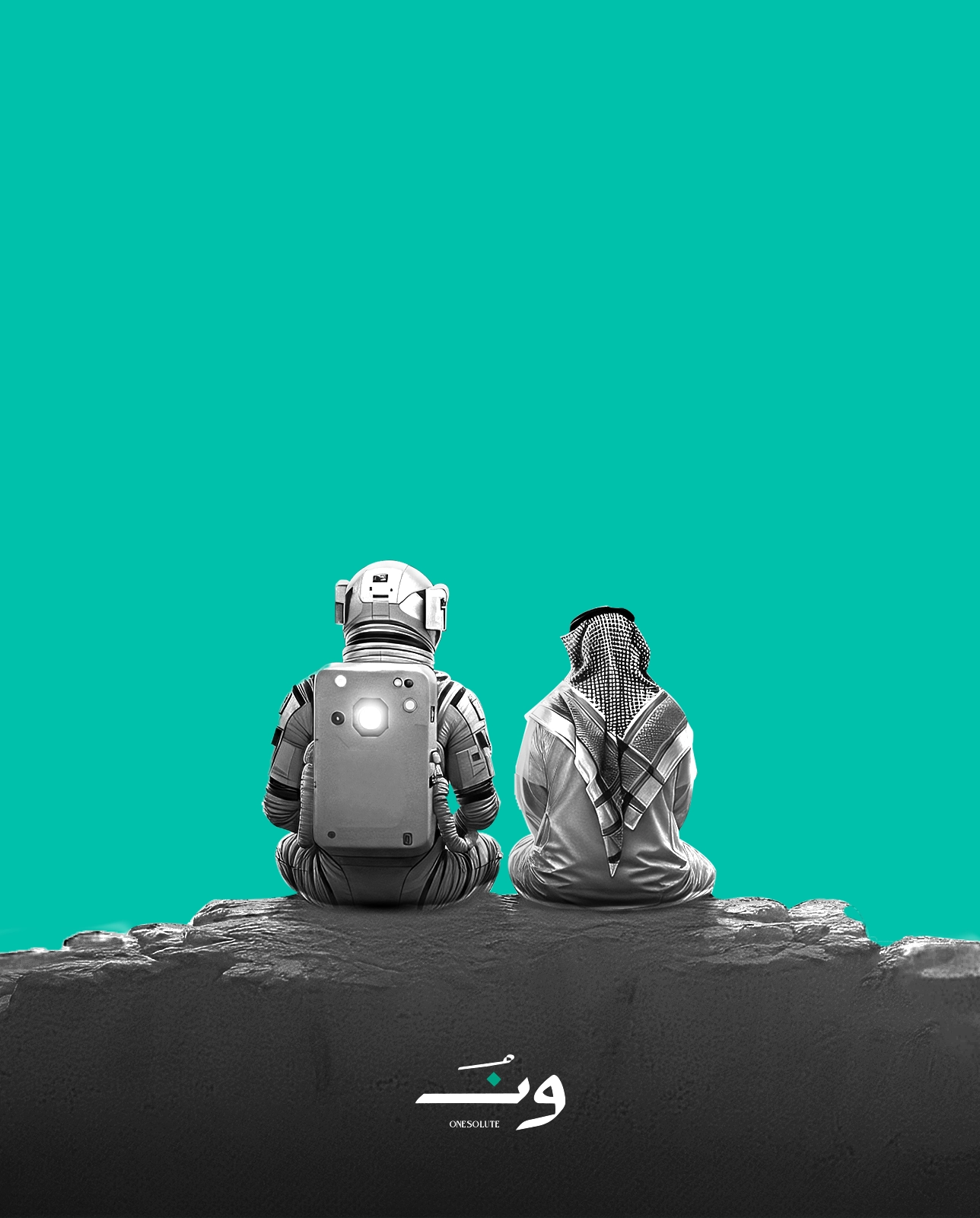 Astronaut and Saudi man sitting side by side — choosing the right digital marketing agency, onesolute