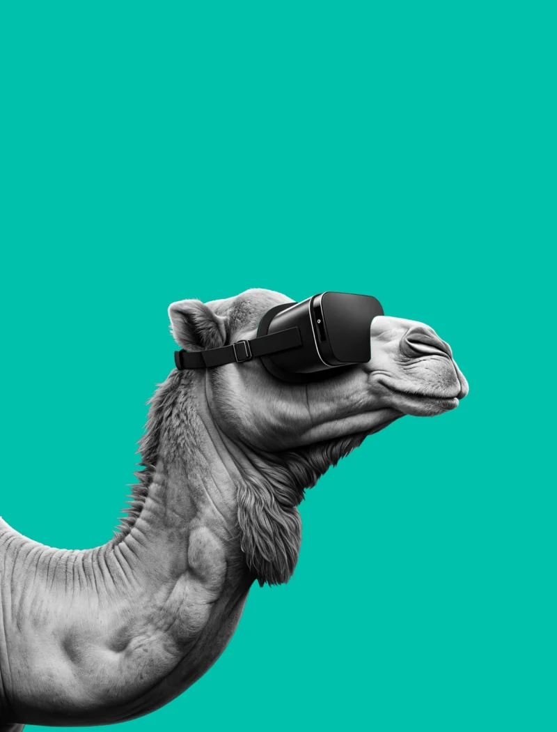 Camel wearing a VR headset — ten marketing mistakes Saudi businesses make, onesolute
